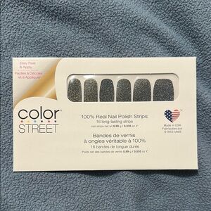 Color Street Silver and Black Press-On Nails Chic Design